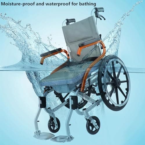 Folding Travel Shower Wheelchair | No Tools Required | 4-in-1 Bedside Commode Bathroom Chair | Flip Footrests | Perfect for Travel Use Black 6
