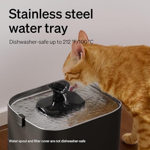 PETLIBRO Upgrade Cat Water Fountain Stainless Steel Tray, Dockstream 2 Cat Fountain Indoor, 3L/101oz Auto Cat Fountains for Drinking, App Monitoring Pet Water Fountain Dog, 5G WiFi Cat Water Dispenser 6