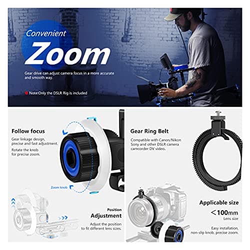 Neewer Shoulder Rig Kit for DSLR Cameras and Camcorders, Movie Video Film Making System with Matte Box, Follow Focus, C-Shaped Bracket, 15mm Rods, Handgrip, 1/4” & 3/8” Threads (Blue + Black) 5