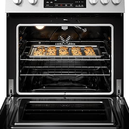 Kenmore Front Control Gas Range Oven with 5 Cooktop Burners, True Convection, Steam and Self Clean, Freestanding Stainless Steel Stove and Oven, 4.8 cu. ft. Capacity 12