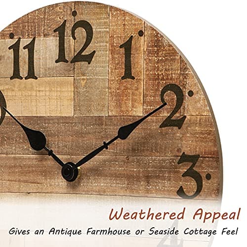 NIKKY HOME Rustic Farmhouse Wall Clock - 12 Inch Battery Operated Silent Non Ticking Vintage Wooden MDF Clock Home Decor for Kitchen, Living Room, Bedroom, Office 5
