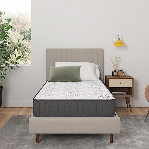 Ottomanson Twin 9" Hybrid Mattress - Medium Firm Support - Made in USA - Individually Pocketed Coils & CertiPUR-US Foam - Fiberglass-Free - Bed in a Box