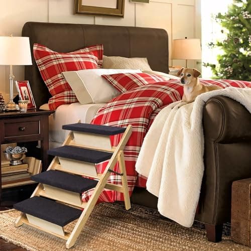 BRIKY 2-in-1 Dog Stairs/Ramp with 4 Steps, Foldable Dog Stairs for High Beds Cars Couch, Durable Wooden Pet Stairs for Small Medium Large Dogs, No Assembly Required 5