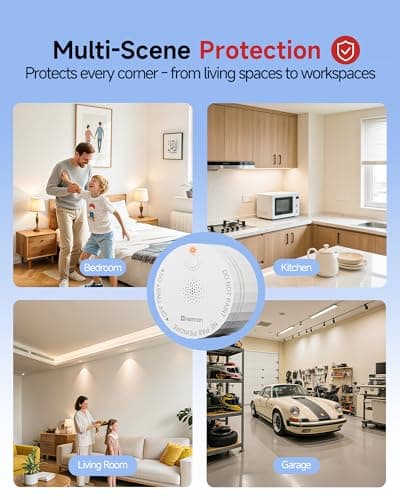 Heiman Smoke Detector, Photoelectric Fire Alarm, 10-Year Battery Powered Smoke Alarms for Home, UL 217 10th Ed. Certified, Portable Small Compact, Test Silence Button & Low Battery Warning, RV, Travel 9