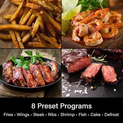 Deco Chef 5.8QT Air Fryer, 8-in-1 Smart Cooking Programs, Nonstick and Dishwasher-Safe Basket, Red 5