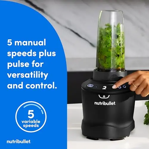 nutribullet® SmartSense Blender Combo, 1400W, 64oz Pitcher, 32oz & 24oz Cups, 5-Speed, Smoothies, Ice and Frozen Fruit, Nut Milk, Soup, Matte Black, NBF50700AK 5