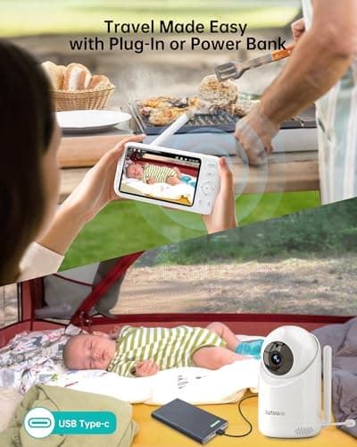 Jartoo 2K Video Baby Monitor with Camera and Audio, 1860ft Long Range Baby Monitor No WiFi 5.5" FHD Screen ANC Baby Camera Wireless, Feeding Clock, Night Vision, 2-Way Talk, AI Cry Detect, 6000mAh 9