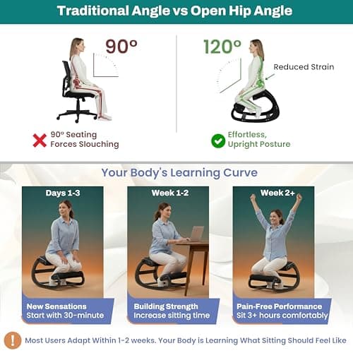 NYPOT Ergonomic Kneeling Chair with Adjustable Seats - Knee Chair for Posture Correction & Kneel Rocking Stool for Desk - Back Pain Relief for Home and Office, Supports 250 pounds - 5 Years Warranty 7
