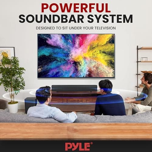 Pyle Home Theater Soundbar Speaker – Wave Base Wireless Bluetooth TV Sound System with AUX, USB, Micro SD Inputs – Tabletop Stand Mount with Extended Bass and Full Range Audio 6