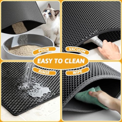 Pieviev Cat Litter Mat Double Layer Waterproof Urine Proof Trapping Mat 1 Pack (Black, 30x24 Inch (Pack of 1)) 6