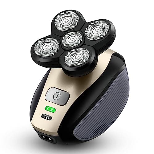 Bald Shavers for Men - Telfun Upgrade 5-in-1 Electric Head Shavers for Bald Men, 100% Waterproof Cordless Razor, Wet/Dry Shaving, 5 Dual Track Heads, Mess-Free Hair Capture