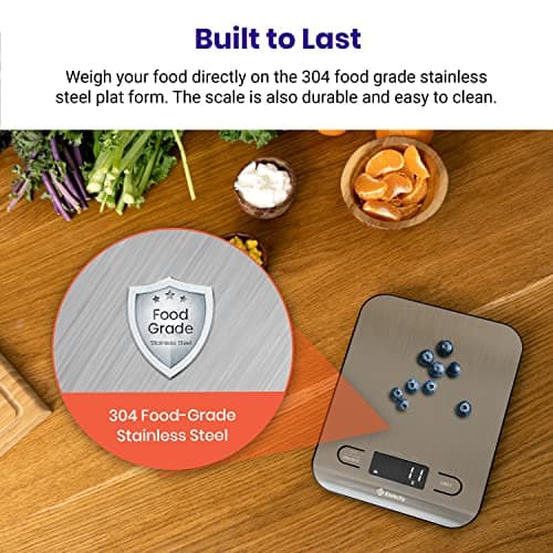 Etekcity Food Nutrition Kitchen Scale, Digital Grams and Ounces for Weight Loss, Baking, Cooking, Keto and Meal Prep, Large, 304 Stainless Steel 9