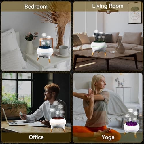 Jellyfish Mist Aromatherapy Humidifier, 7 Colors LED Lights, 2 Modes Fire Mist Waterless Auto Shut Off Aromatherapy Diffuser, Effect for Home, Office, Yoga, Gifts 7