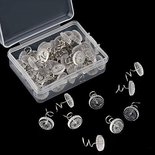 KUUQA Upholstery Twist Pins Clear Heads Bed Skirt Pin for Hold Slipcovers and Bedskirts Decoration, 50 Pcs 5