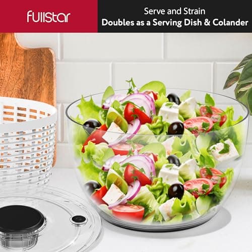 Fullstar Large Salad Spinner – Lettuce, Fruit & Vegetable Washer and Dryer – 6.3 Quart, White 5