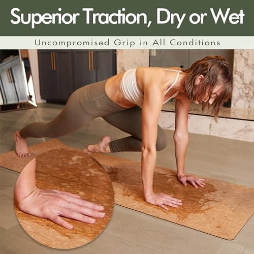 CorkTec Non-Toxic Non-Slip Thick Cork Yoga Mat - Eco-Friendly Organic/Vegan, Great for Men/Women/Kids, Chemical Free 4MM 72"x24" The Cork Collective (Arizona Cork + Natural Rubber) 2