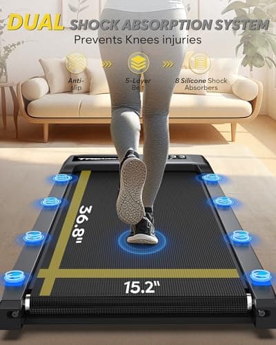 Walking Pad with Incline, Walking Pad Treadmill 265 lb Capacity, Works with KINOMAP WELLFIT APP, 2.5HP Running Pad Small Treadmill for Home Office Apartment 7