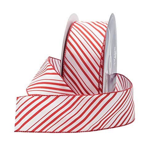 Royal Imports Red/White Candy Cane Christmas Ribbon, 2.5" (#40) Peppermint Design for Floral, Craft, Holiday Decoration, 25 Yard Roll (75 FT Spool) Bulk