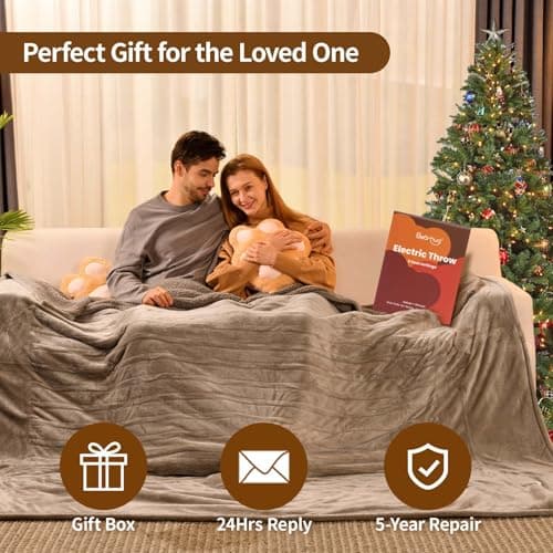 Bearhug Electric Blanket King Size 100" x 90", Dual Controller Heated Blanket, Velvet & Sherpa, 10-Heat Levels & 1-12H Auto Off, Over-Heat Protect, ETL, Machine Washable 6