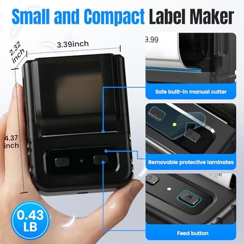 Itari 2025 Newly Upgraded Label Maker, M102 Label Maker Machine for Small Business, 2 Inch Label Printer for Address, Barcode, Price Tag, with 1 Roll Label, Black 8