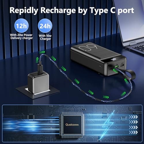 LQHUE Power Bank 60000mAh 22.5W Fast Charging Portable Charger with Flashlight, 4 Outputs & 3 Inputs LED Display Huge Capacity External Battery Pack for Most Electronic Devices on The Market 8