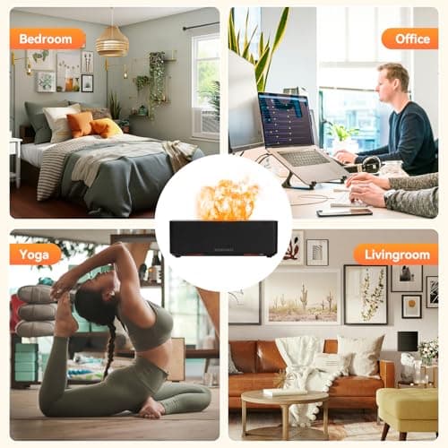 KEWUKU Essential Oil Diffuser and Humidifier with Flickering Flame Light, 10oz,Ultrasonic, Quiet, Auto Shut Off for Bedroom, Office, Yoga 6