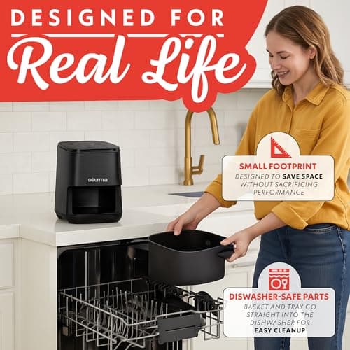 Gourmia Air Fryer - 2 Qt Capacity, FryForce 360, Digital Display with 8 Presets, Bake, Broil, Dehydrate, Reheat, Dishwasher Safe Accessories, Black 7