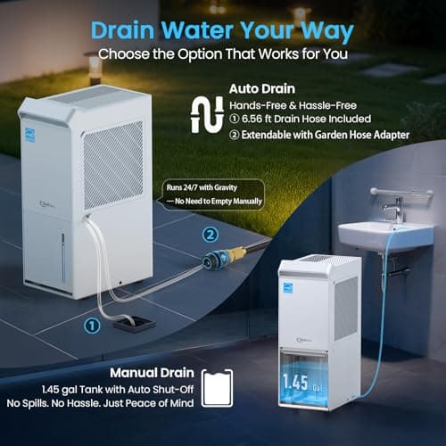 3,500 Sq.Ft Most Efficient Energy Star 2024 Dehumidifier with Pump, Vellgoo Max 60 Pint/D (Standard 35 Pint/D) Compressor Dehumidifier for Basement with Drain Hose, Intelligent Humidity Control 5