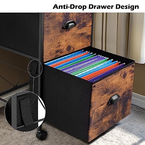 TOPSKY Mobile Fabric Vertical File Cabinet with Casters and Drawers for Letter Size File Folders(Rustic Brown, 2 Drawer) 7