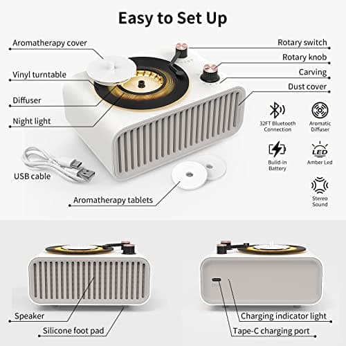 Vivilumens Speakers Bluetooth Wireless, 3 in 1 Portable Cute Speakers Vintage Style with Aromatic, Small LED Night Light for Home Office Decor, Ideal Gifts for Birthday, Anniversary 9