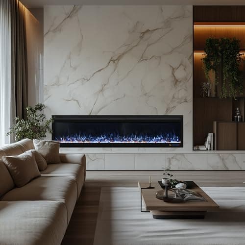 Oxhark Flame Linear Smart WiFi Electric Fireplace 72 Inch, APP & Touch Screen & Remote Control, 169 Realistic Flame Color Combinations, Timer & Thermostat Fireplace Heater,1500W 9