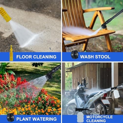 Beiguoo 1450PSI Cordless Pressure Washer, 2 4000mAH Battery Operated Power Pressure, Portable High Pressure Washer, Cordless Power Washer Gun with 6-in-1 Nozzle for Car/Floor/Fence/Sidewalk 6