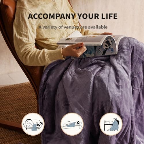 JET'S HOME Heated Blanket 50"x60" - ETL Certified Flannel Electric Blanket Machine Washable Heating Throw with 5 Heating Levels 3 Hours Auto-Off Overheating Protection Gift for Women (Purple) 5