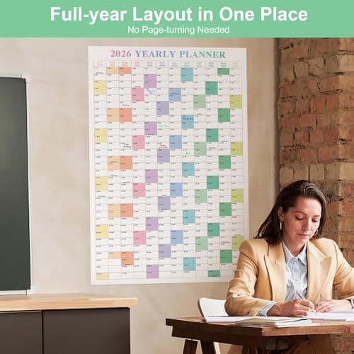 24" x 36" Exellewis 2026 Wall Calendar, Folded Large Paper Yearly Planner 12 Months, January to December 2026, 2-Sided Reversible Horizontal/Vertical School Office Business Year Calendar 5