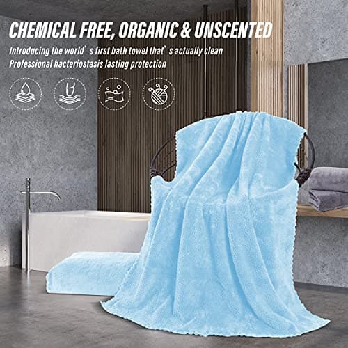 MOONQUEEN 2 Pack Premium Bath Towel Set - Quick Drying - Microfiber Coral Velvet Highly Absorbent Towels - Multipurpose Use as Bath Fitness, Bathroom, Shower, Sports, Yoga Towel (Aquamarine) 5