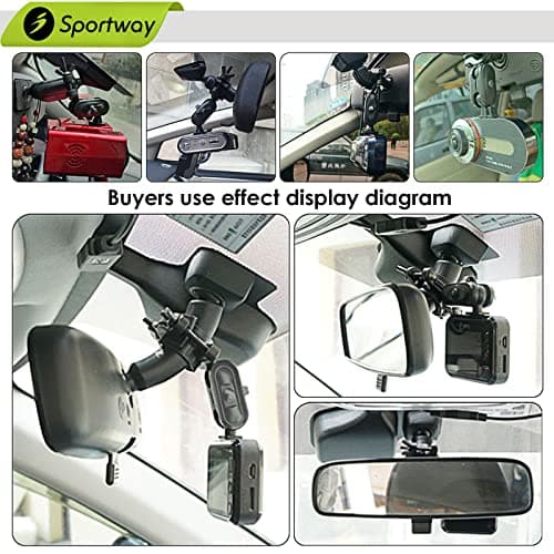 Sportway S80 Dash Cam mount, Dash Cam Mirror Mount Holder with 16pcs Joints for Rove APEMAN CHORTAU Roav Nexar iiwey YI Z-Edge Old Shark KDLINKS Crosstour VANTRUE GoPro... 99% Car Dash Cameras DVR GPS 7