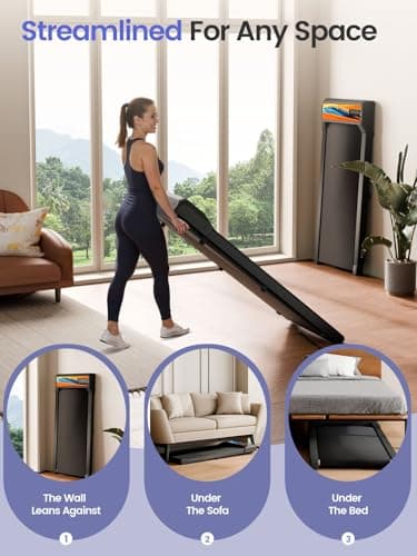 Jackfield Walking Pad Treadmill, 2.5HP Treadmills for Home, Portable Under Desk Treadmill with 5% Incline, 3 in 1 Compact Walking Pads with LED Display, 265 Lbs Capacity, Remote Control, Orange 7