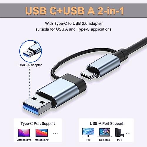 VIENON 5 in 1 Aluminum USB-C Hub with Memory Card Reader and 3 USB 3.0 Ports, for PC, Laptops, MacBook Pro/Air, iMac Pro, Surface and Tablet 7