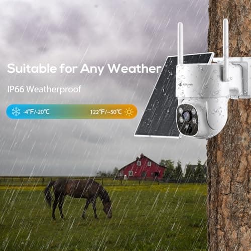 Kittyhok 4G LTE Cellular Solar Security Camera Wireless Outdoor, 2K No WiFi Security Camera, 360° Live View Pan/Tilt, Color Night Vision, 2 Way Talk, PIR Motion Sensor, Siren, Built-in SIM Card 8