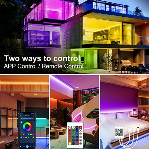 DAYBETTER LED Strip Lights 200 ft (2 Rolls of 100 ft), Smart App Control Lighting Bedroom Rome Decor with Remote, RGB Music Sync Color Changing LED Lights for Party 5