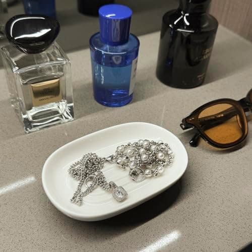 Soap Dish, Ceramic Soap Dish with Marble PatternShower, Soap Saver Tray for Bathroom, Kitchen Sink & Vanity, Multi-Use Holder for Jewelry, Rings, Keys (1 Pack, White) 8