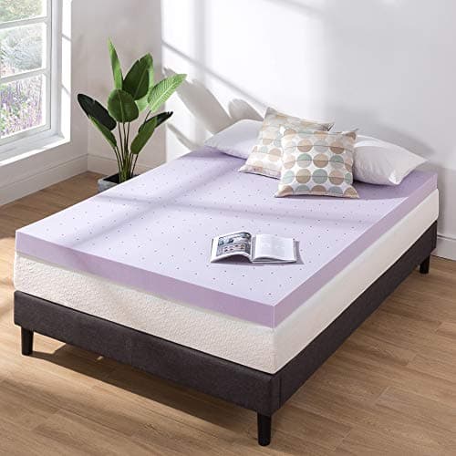Mellow 4 Inch Ventilated Memory Foam Mattress Topper, Soothing Lavender Infusion, CertiPUR-US Certified, Queen 8