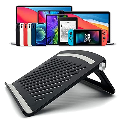 Brezze Letter Laptop Stand for Desk Stable Foldable Adjustable Multi-Angle Computer Desktop Holder Ventilated Lapdesks Riser for Mackbook, Lenovo, Dell, iPad, HP - Within 17' (Black) 7