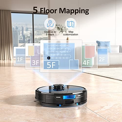 Lubluelu Robot Vacuum Self Emptying,Hands-Free Up to 60 Days,4000pa Robot Vacuum and Mop Combo, Lidar Navigation,WiFi/App/Alexa,Self-Charging,3 in 1 Robotic Vacuum for Pet Hair Hard,Floor,Carpet 7