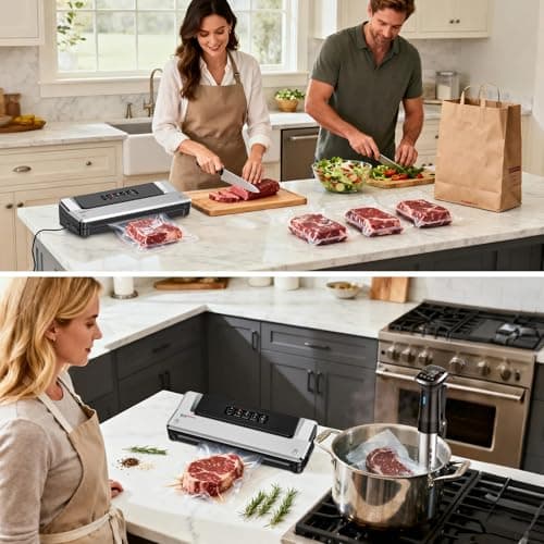 Bonsenkitchen Vacuum Sealer Machine | Compact Food Sealer for Kitchen Storage & Meal Prep | Multiple Modes​​ | External Vacuum System | 5 Bags, Silver​​ 8