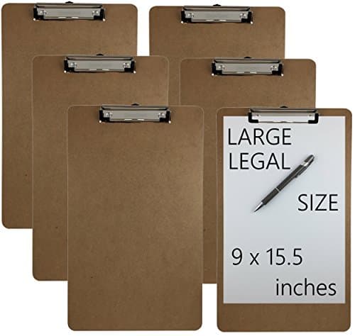 Trade Quest Legal Size Clipboard 9'' x 15.5'' Low Profile Clip Hardboard Single (Pack of 6)