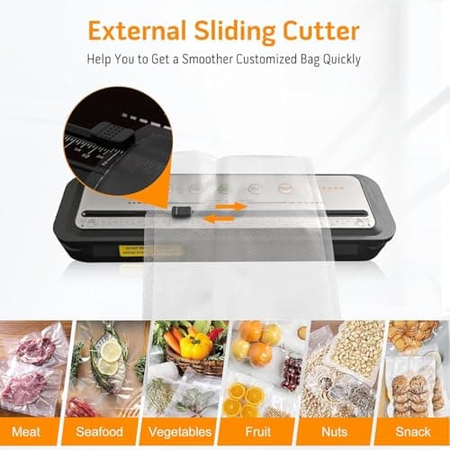 MEGAWISE 2025 Powerful Vacuum Sealer Machine | Compact Design | One-Touch Automatic | Seal in 10-20 Seconds | Dry, Moist, Wet, and Cold Modes | With 10 Vacuum Bags & Built-in Cutter (Grey) 5