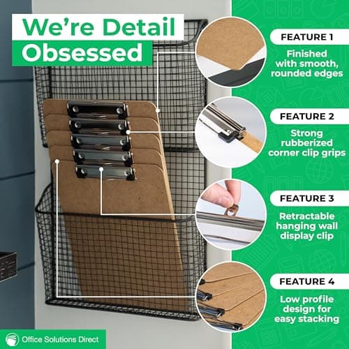 Clipboards (Set of 30) Hardboard Clipboard Low Profile Clip A4 Letter Size Classroom Supplies 5