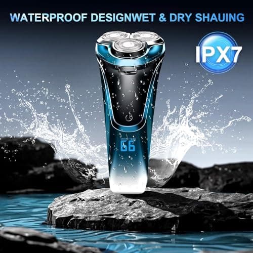 Snapbuy Electric Razor for Men, Snapbuy Electric Razor Pro of Father, 4D Floating Head Rotary Shaver,2025 New Electri c Shaver with LCD Display & Quiet Motor, IPX7 Waterproof (Blue) 5