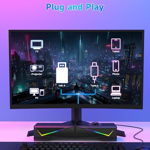 Computer Speakers for Desktop, Bluetooth & USB Input, USB Powered Gaming Stereo Speakers for PC Laptop Monitor, 6 Colorful RGB Modes, Detachable 2-in-1 Design (Package Only 2 Speaker) 7